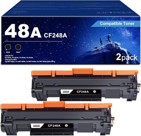 خرطوشة حبر بديلة متوافقة مع Ankink لطابعة HP 48A CF248A لـ Pro M15w M15a M16w M16a MFP M29w M29a M28w M28a، عبوة من قطعتين، أسود in Kuwait