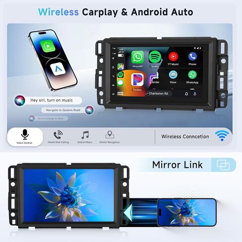 2G+64G Car Radio for Chevy Silverado Yukon Chevrolet Buick, 8 inch Android Touch Screen Stereo, GPS Navi/Carplay/Android Auto/1080P/SWC/Bluetooth AHD Backup Camera MIC in Saudi Arabia