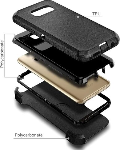 جراب NZND بمشبك حزام لهاتف Samsung Galaxy S8+ Plus مع واقي شاشة (أقصى تغطية، طبقة TPU مرنة)، جراب واقٍ لكامل الجسم شديد التحمل مقاوم للصدمات (أسود) in Kuwait