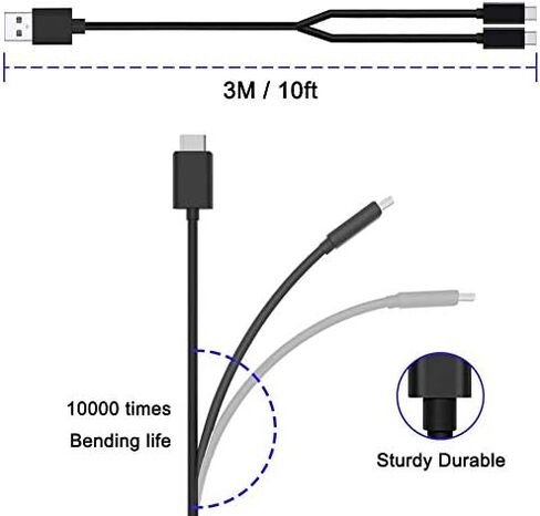PS5 Controller Charger Charging Cable, 10ft Extra Long PS5 Controller Charger Cord, Fast Charging USB Type-C Charger Cord Compatible with Playstation 5 PS5 Dual Sense in Saudi Arabia
