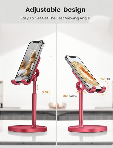 LISEN Cell Phone Stand,Angle Height Adjustable Stable Cell Phone Stand for Desk,Sturdy Aluminum Metal Phone Holder (Blue) in Kuwait