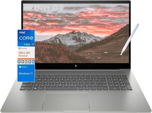 قلم لمس للكمبيوتر المحمول HP Envy مقاس 17 بوصة - Intel Core i7-13700H الثالث عشر - Windows 11 - Microsoft 365 - Wi-Fi 6E - Thunderbolt 4 USB C - لوحة مفاتيح بإضاءة خلفية - مكتب الأعمال (ذاكرة الوصول العشوائي 64 جيجابايت | 2 تيرابايت PCIe SSD) in Saudi Arabia