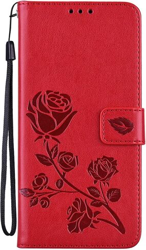 for Samsung Galaxy A32 5g Case Wallet,Galaxy A32 5G Phone Wallet Case for Women Leather Magnetic Closure Kickstand Flip Case Cover for Samsung Galaxy A32 5G (Floral-Red) in Saudi Arabia