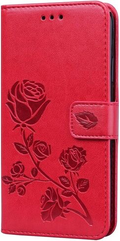 for Samsung Galaxy A32 5g Case Wallet,Galaxy A32 5G Phone Wallet Case for Women Leather Magnetic Closure Kickstand Flip Case Cover for Samsung Galaxy A32 5G (Floral-Red) in Saudi Arabia