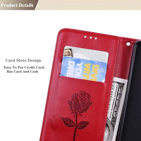 for Samsung Galaxy A32 5g Case Wallet,Galaxy A32 5G Phone Wallet Case for Women Leather Magnetic Closure Kickstand Flip Case Cover for Samsung Galaxy A32 5G (Floral-Red) in Saudi Arabia