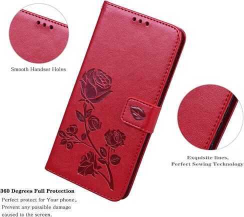 for Samsung Galaxy A32 5g Case Wallet,Galaxy A32 5G Phone Wallet Case for Women Leather Magnetic Closure Kickstand Flip Case Cover for Samsung Galaxy A32 5G (Floral-Red) in Saudi Arabia