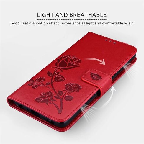 for Samsung Galaxy A32 5g Case Wallet,Galaxy A32 5G Phone Wallet Case for Women Leather Magnetic Closure Kickstand Flip Case Cover for Samsung Galaxy A32 5G (Floral-Red) in Saudi Arabia