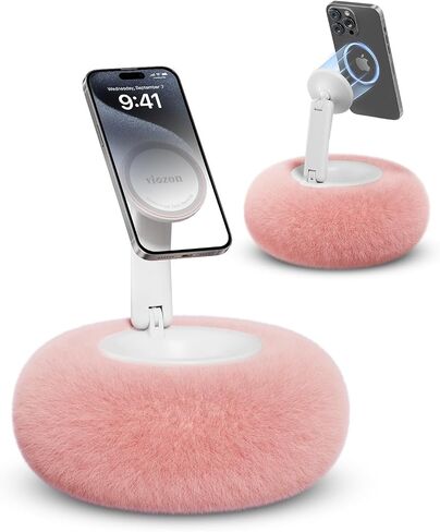 Viozon Phone Holder for Bed, Magnetic Pillow Stand, Compatible with 4-7" Phone/Kindle with Small Storage, Removable Suction Base for Stability, Idea for Kindle Reading and Video Watching On Bed,Pink in Kuwait