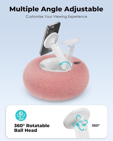 Viozon Phone Holder for Bed, Magnetic Pillow Stand, Compatible with 4-7" Phone/Kindle with Small Storage, Removable Suction Base for Stability, Idea for Kindle Reading and Video Watching On Bed,Pink in Kuwait