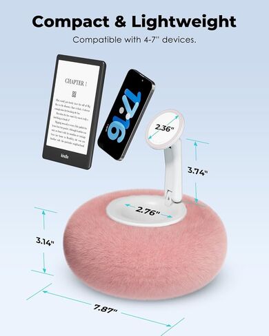 Viozon Phone Holder for Bed, Magnetic Pillow Stand, Compatible with 4-7" Phone/Kindle with Small Storage, Removable Suction Base for Stability, Idea for Kindle Reading and Video Watching On Bed,Pink in Kuwait