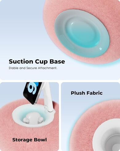 Viozon Phone Holder for Bed, Magnetic Pillow Stand, Compatible with 4-7" Phone/Kindle with Small Storage, Removable Suction Base for Stability, Idea for Kindle Reading and Video Watching On Bed,Pink in Kuwait