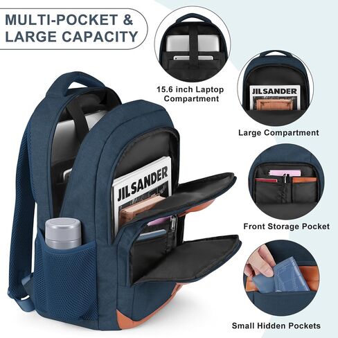 VSNOON Laptop Backpack for Men Women, Travel Laptop Backpacks with USB A & C Charging Port, Water Resistant School Backpack Computer Bag for Men, 15.6 Inch Laptop Bag for Work Business, Black in Saudi Arabia