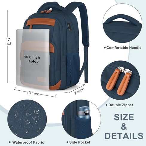 VSNOON Laptop Backpack for Men Women, Travel Laptop Backpacks with USB A & C Charging Port, Water Resistant School Backpack Computer Bag for Men, 15.6 Inch Laptop Bag for Work Business, Black in Saudi Arabia