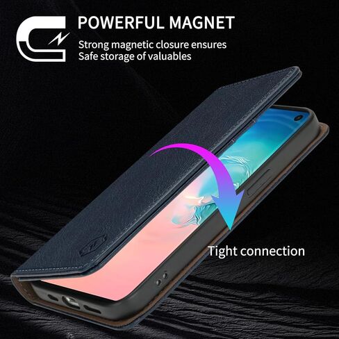 حافظة محفظة لهاتف سامسونج جالاكسي S10 بلس مع [حجب RFID] فتحة للبطاقات وحامل مغناطيسي قوي قابل للطي من الجلد حافظة هاتف واقية لهاتف سامسونج جالاكسي S10 بلس (6.4 بوصة - أسود) in Kuwait