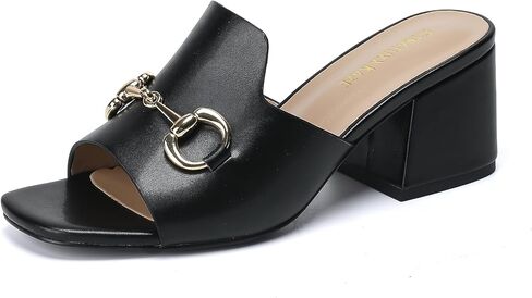 صنادل نسائية من Stratuxx Kaze بكعب عريض وكعب منزلق مع سلسلة معدنية لفصل الصيف الأنيق مقاس 5-11 in Kuwait