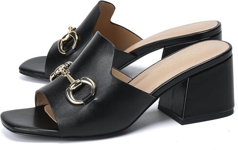 صنادل نسائية من Stratuxx Kaze بكعب عريض وكعب منزلق مع سلسلة معدنية لفصل الصيف الأنيق مقاس 5-11 in Kuwait