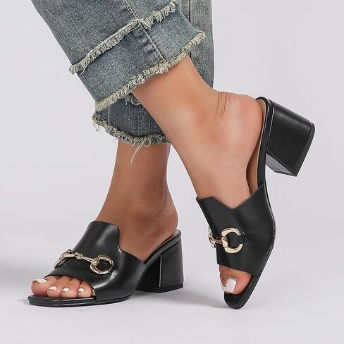 صنادل نسائية من Stratuxx Kaze بكعب عريض وكعب منزلق مع سلسلة معدنية لفصل الصيف الأنيق مقاس 5-11 in Kuwait