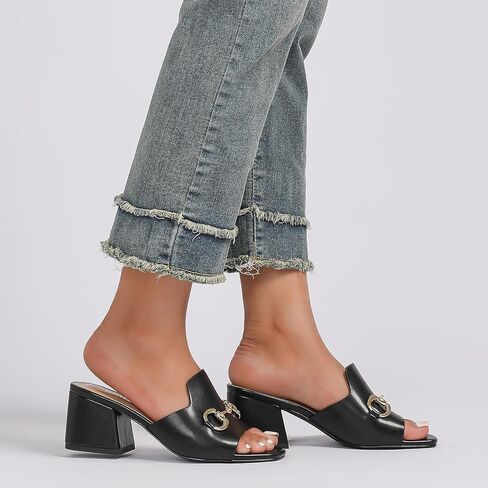 صنادل نسائية من Stratuxx Kaze بكعب عريض وكعب منزلق مع سلسلة معدنية لفصل الصيف الأنيق مقاس 5-11 in Kuwait