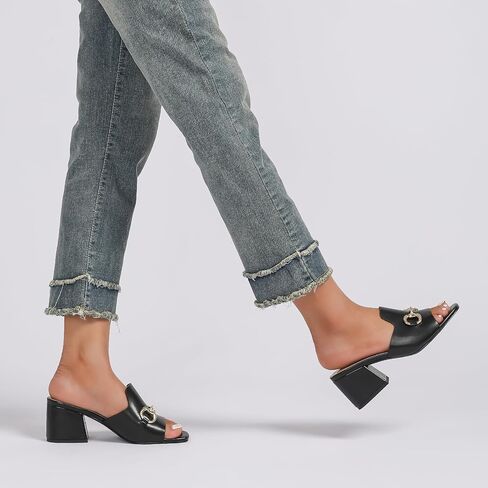 صنادل نسائية من Stratuxx Kaze بكعب عريض وكعب منزلق مع سلسلة معدنية لفصل الصيف الأنيق مقاس 5-11 in Kuwait