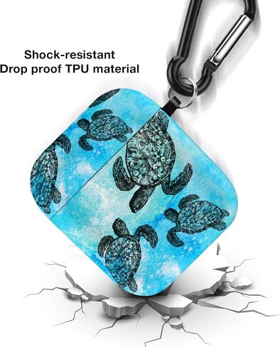 WIRESTER لـ Airpods Case Earpod Case Cover Girls Women تصميم جلد واقي مع سلسلة مفاتيح متوافقة مع Apple AirPods 1st 2nd Generation Charging Case - Ocean Sea Turtles in Kuwait