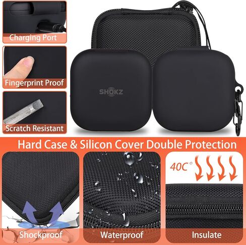 حافظة سماعات أذن صلبة من Aenllosi لسماعات الرأس SHOKZ/AfterShokz OpenFit True Wireless Bluetooth، مع غطاء سيليكون مضاد للخدش لكامل الجسم لسماعات الأذن SHOKZ Open Fit (أسود، الحافظة فقط) in Saudi Arabia