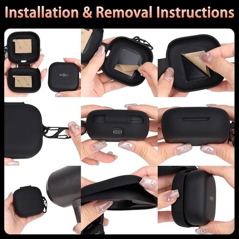 حافظة سماعات أذن صلبة من Aenllosi لسماعات الرأس SHOKZ/AfterShokz OpenFit True Wireless Bluetooth، مع غطاء سيليكون مضاد للخدش لكامل الجسم لسماعات الأذن SHOKZ Open Fit (أسود، الحافظة فقط) in Saudi Arabia