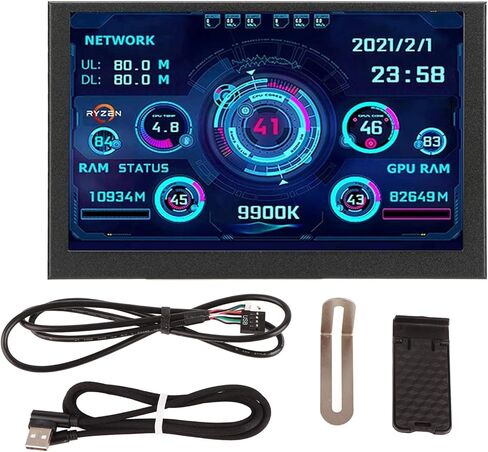 شاشة بيانات وحدة المعالجة المركزية للكمبيوتر الشخصي، شاشة عرض صغيرة IPS USB مقاس 5 بوصة، لوحة مستشعر الكمبيوتر، شاشة عرض درجة الحرارة لشاشة بيانات وحدة المعالجة المركزية AIDA64 PC، تدعم فقط نظام Windows in Saudi Arabia