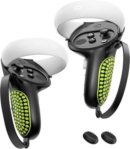 AMZDM Upgraded Controller Grip for Meta Quest 2 Grips Cover, 1Pair Black & Green in Saudi Arabia