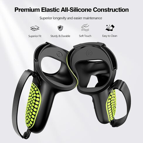 AMZDM Upgraded Controller Grip for Meta Quest 2 Grips Cover, 1Pair Black & Green in Saudi Arabia