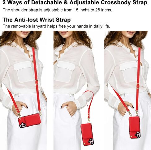 حافظة محفظة KIHUWEY Crossbody لهاتف iPhone 16، حافظة جيب بسحاب مع حامل بطاقة، حافظة حماية من جلد البولي يوريثان RFID مع مسند حزام معصم قابل للفصل 6.1 بوصة (بني) in Saudi Arabia