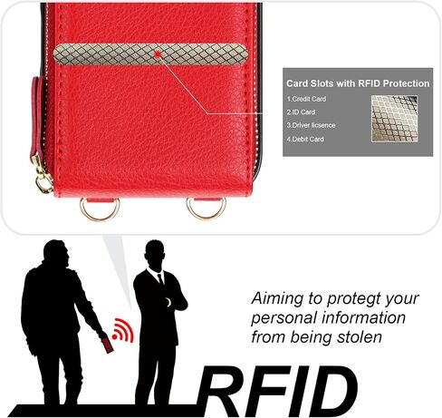 حافظة محفظة KIHUWEY Crossbody لهاتف iPhone 16، حافظة جيب بسحاب مع حامل بطاقة، حافظة حماية من جلد البولي يوريثان RFID مع مسند حزام معصم قابل للفصل 6.1 بوصة (بني) in Saudi Arabia