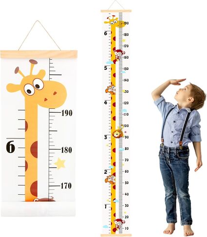 Baby Height Growth Chart, Canvas Height Measuring Chart for Kids Child Toddler Boys Girls, 79" x 7.9" Hangable and Removable Waterproof Wood Ruler for Wall Room Nursery Décor(Animal) in Saudi Arabia