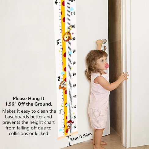 Baby Height Growth Chart, Canvas Height Measuring Chart for Kids Child Toddler Boys Girls, 79" x 7.9" Hangable and Removable Waterproof Wood Ruler for Wall Room Nursery Décor(Animal) in Saudi Arabia