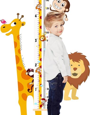 Baby Height Growth Chart, Canvas Height Measuring Chart for Kids Child Toddler Boys Girls, 79" x 7.9" Hangable and Removable Waterproof Wood Ruler for Wall Room Nursery Décor(Animal) in Saudi Arabia