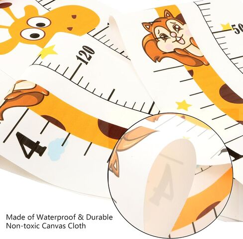 Baby Height Growth Chart, Canvas Height Measuring Chart for Kids Child Toddler Boys Girls, 79" x 7.9" Hangable and Removable Waterproof Wood Ruler for Wall Room Nursery Décor(Animal) in Saudi Arabia