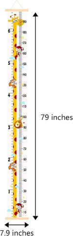 Baby Height Growth Chart, Canvas Height Measuring Chart for Kids Child Toddler Boys Girls, 79" x 7.9" Hangable and Removable Waterproof Wood Ruler for Wall Room Nursery Décor(Animal) in Saudi Arabia