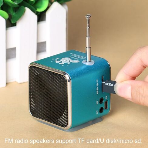 Mini Bluetooth Speaker, Etigood Wireless Music Player Portable FM Radio Speakers Digital Stereo PC Mp3 Player Support TF Card/U Disk/Micro SD to Player, 500mAh Battery, Blue in Saudi Arabia