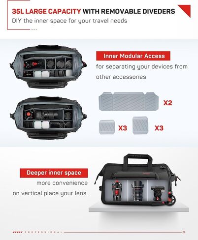 IFOOTAGE Beave BV-R35 Rolling Camera Bag, Travel Camera Case with Wheels, 35L Photography Backpack, Side Access Outdoor Photography Hiking Travel Professional DSLR Camera Bag Backpack for Men Women in Saudi Arabia