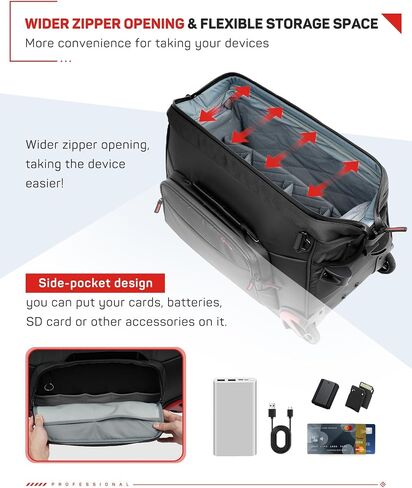 IFOOTAGE Beave BV-R35 Rolling Camera Bag, Travel Camera Case with Wheels, 35L Photography Backpack, Side Access Outdoor Photography Hiking Travel Professional DSLR Camera Bag Backpack for Men Women in Saudi Arabia
