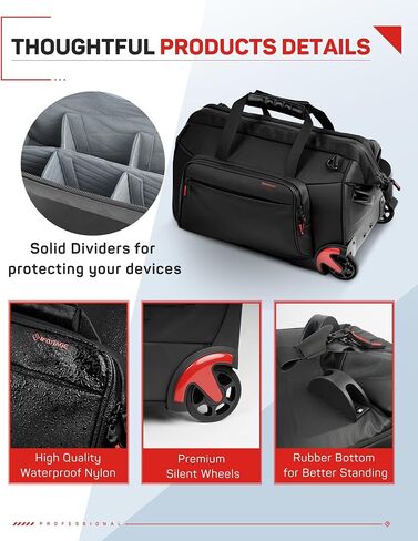 IFOOTAGE Beave BV-R35 Rolling Camera Bag, Travel Camera Case with Wheels, 35L Photography Backpack, Side Access Outdoor Photography Hiking Travel Professional DSLR Camera Bag Backpack for Men Women in Saudi Arabia
