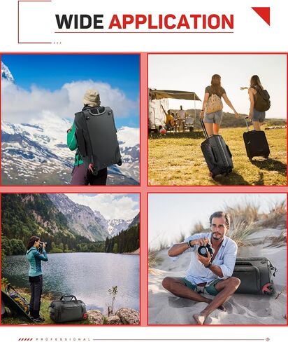 IFOOTAGE Beave BV-R35 Rolling Camera Bag, Travel Camera Case with Wheels, 35L Photography Backpack, Side Access Outdoor Photography Hiking Travel Professional DSLR Camera Bag Backpack for Men Women in Saudi Arabia