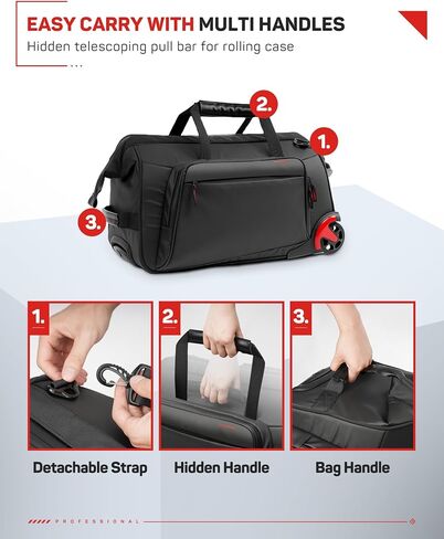 IFOOTAGE Beave BV-R35 Rolling Camera Bag, Travel Camera Case with Wheels, 35L Photography Backpack, Side Access Outdoor Photography Hiking Travel Professional DSLR Camera Bag Backpack for Men Women in Saudi Arabia