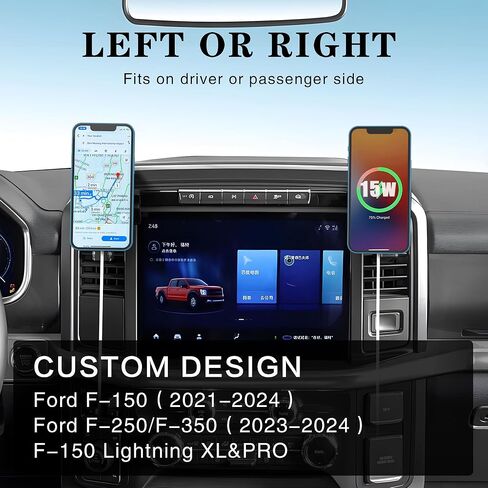 شاحن سيارة لاسلكي مغناطيسي متوافق مع MagSafe لسيارة Ford F-150 2021-2024، Ford F-250/F-350 2023-2024، F-150 Lightning XL&PRO، حامل شحن سريع 15 وات مناسب لهاتف iPhone 15 14 13 12 in Kuwait