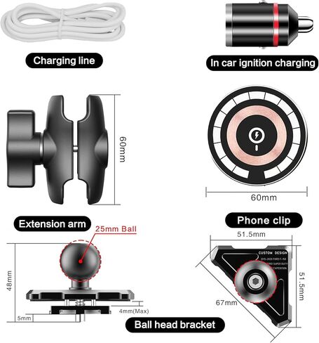 شاحن سيارة لاسلكي مغناطيسي متوافق مع MagSafe لسيارة Ford F-150 2021-2024، Ford F-250/F-350 2023-2024، F-150 Lightning XL&PRO، حامل شحن سريع 15 وات مناسب لهاتف iPhone 15 14 13 12 in Kuwait