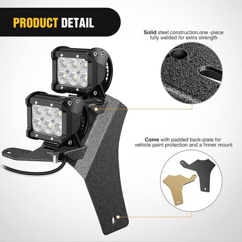 Nilight 2PCS الزجاج الأمامي المفصلي تصاعد بين قوسين مزدوج A-عمود للطرق الوعرة LED ضوء الضباب ضوء العمل ل 2007 2008 2009 2010 2011 2012 2013 2014 2015 2016 2017 Wrangler JK/JKU 2DR 4DR، ضمان لمدة عامين in Kuwait