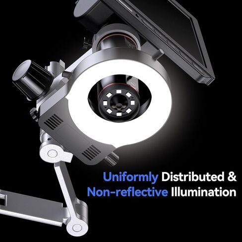 مجهر التركيز التلقائي TOMLOV 4K TM4K-AF Max، مجهر رقمي HDMI مقاس 10.1 بوصة مع ذراع مرن دوار، مجهر لحام صغير لإصلاح الإلكترونيات، مجهر عملة خطأ 52 ميجابكسل رؤية كاملة، ضوء حلقة، 64 جيجا in Kuwait