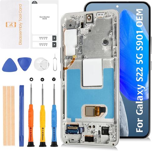 S22 5G S901 OEM Original LCD Display +Green Frame for Samsung Galaxy S22 5G S901B S901U/U1/W 6.1" LCD Screen Display Replacement Touch Digitizer Assembly Kit in Kuwait