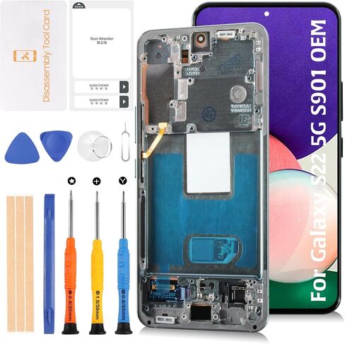 S22 5G S901 OEM Original LCD Display +Green Frame for Samsung Galaxy S22 5G S901B S901U/U1/W 6.1" LCD Screen Display Replacement Touch Digitizer Assembly Kit in Kuwait