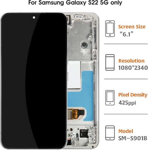S22 5G S901 OEM Original LCD Display +Green Frame for Samsung Galaxy S22 5G S901B S901U/U1/W 6.1" LCD Screen Display Replacement Touch Digitizer Assembly Kit in Kuwait