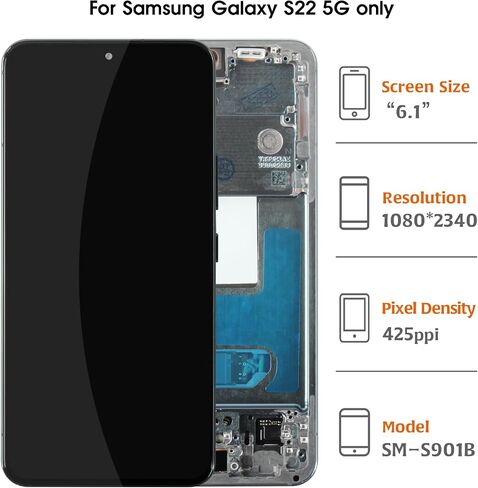 S22 5G S901 OEM Original LCD Display +Green Frame for Samsung Galaxy S22 5G S901B S901U/U1/W 6.1" LCD Screen Display Replacement Touch Digitizer Assembly Kit in Kuwait